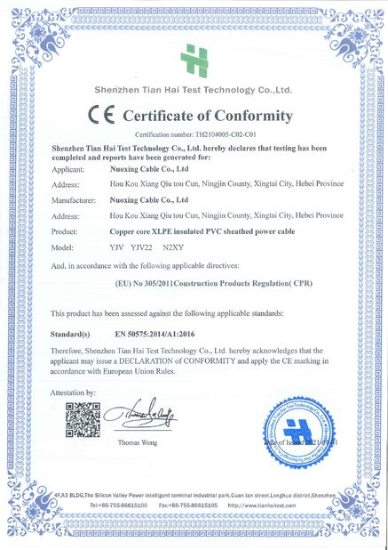 China Nuoxing Cable Co., Ltd Certificaciones